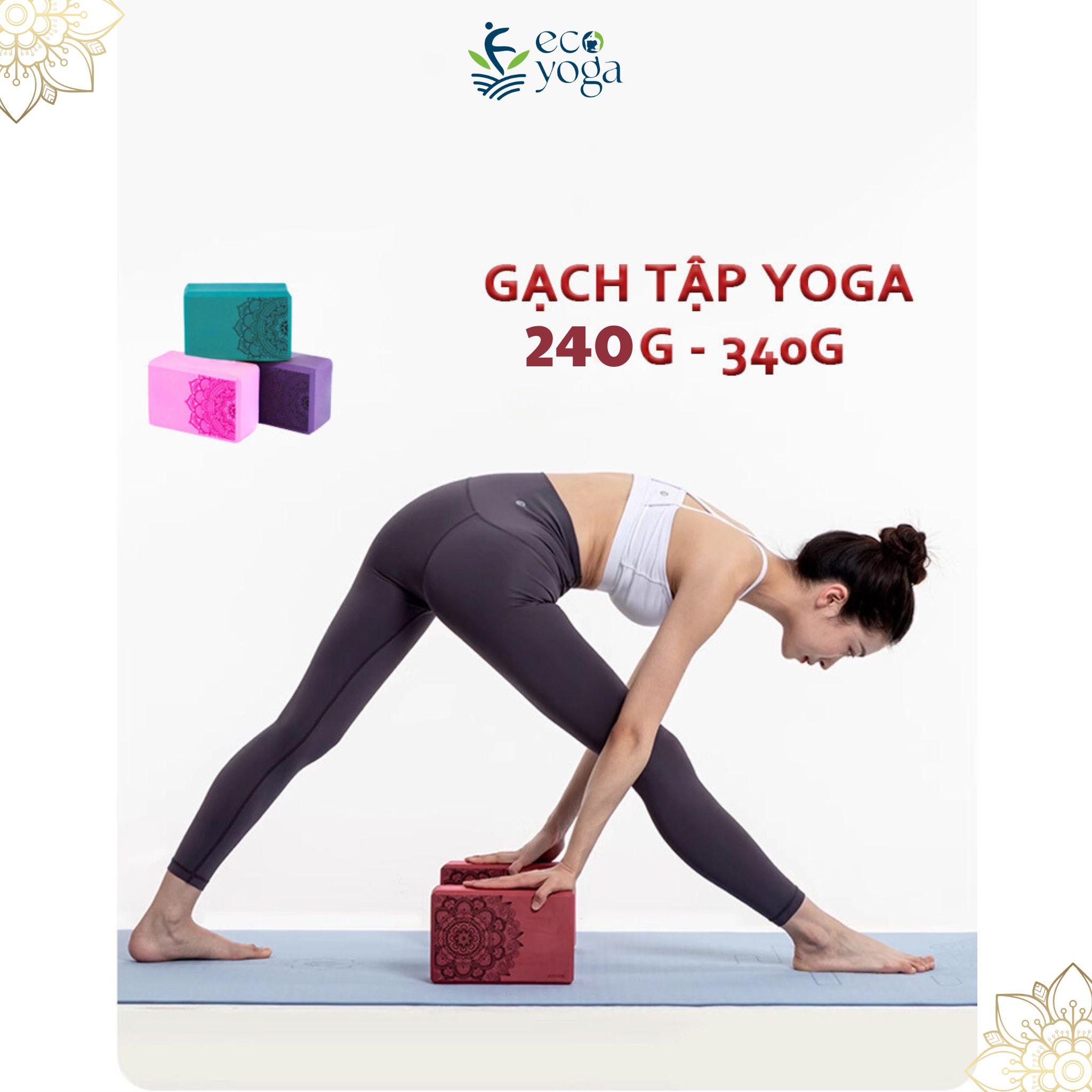 Gạch Tập Yoga In Hoa Madala 240g và 340g Chất Liệu EVA An Toàn , Bảo Vệ Sức Khỏe Của Bạn Khi Tập Luyện