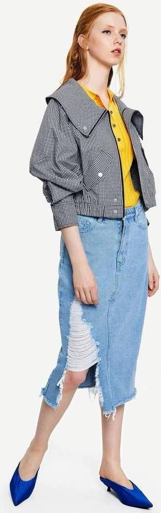 Áo Khoác Kẻ Dáng Lửng Urban