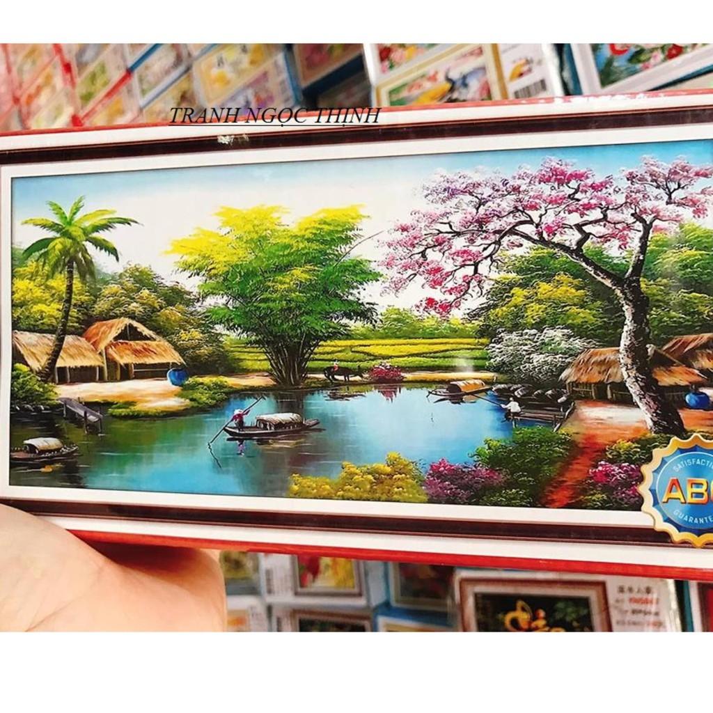 Tranh đính đá cao cấp làng quê việt nam Y8133 Kích thước: 120x65cm--Kho Tranh Đồng Nai