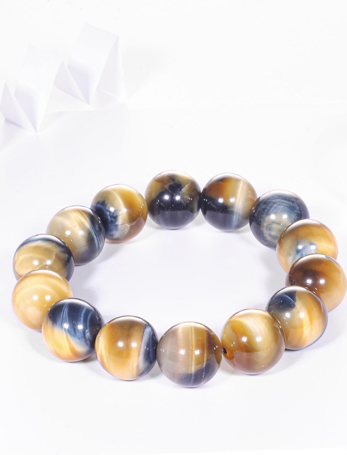 Vòng tay nam đá thạch anh mắt ưng AAA hạt đá 14mm mệnh thủy, mộc - Ngọc Quý Gemstones