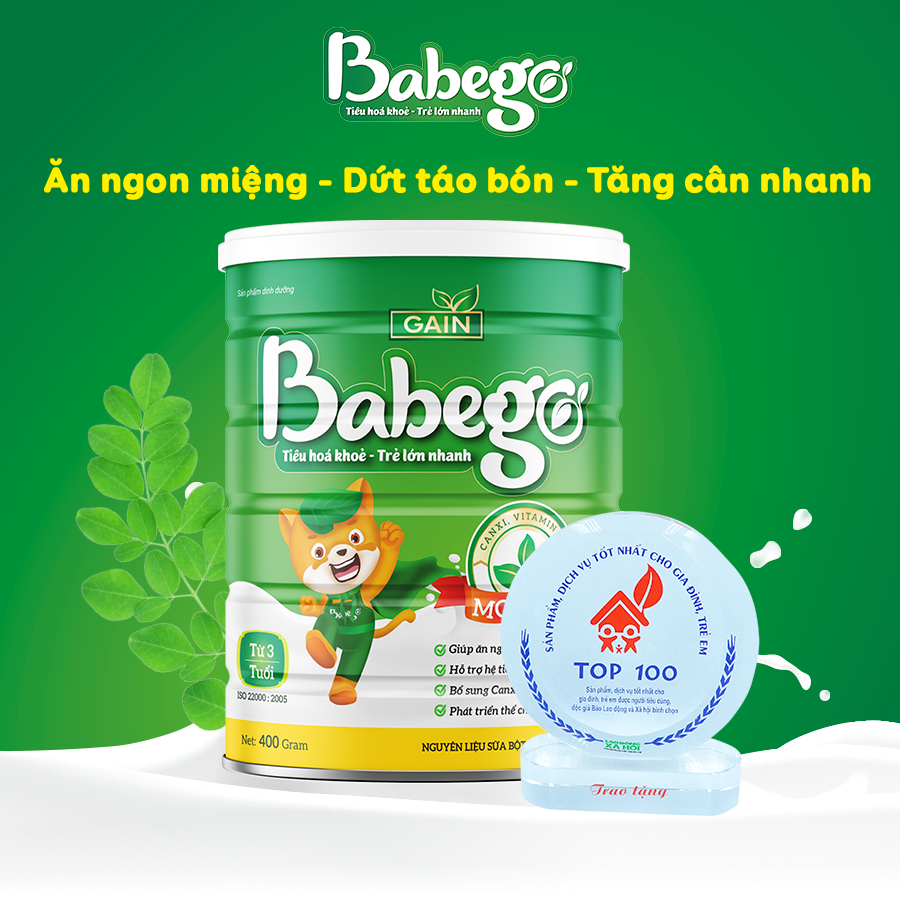 Sữa mát tăng cân, cải thiện biếng ăn và táo bón Babego 3 tuổi trở lên,400G