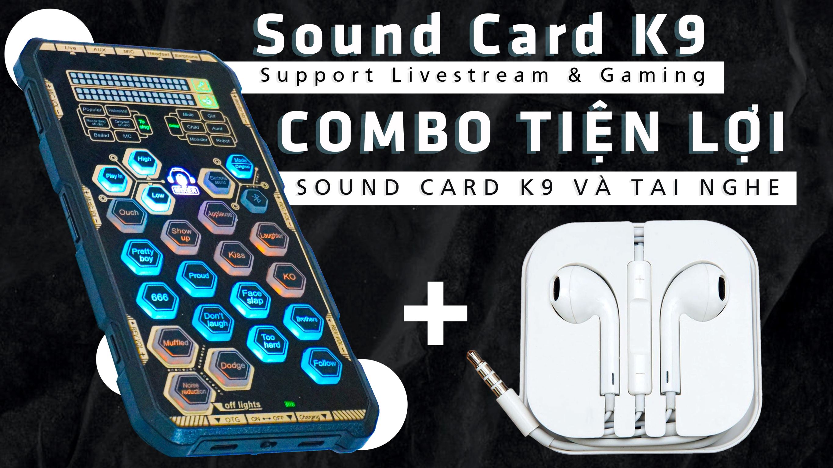 Bộ Combo livestream, thu âm Big Max 26 pro Sound card K9 mobile - Tặng kèm tai nghe nhét tai - Chơi game, thu Âm, livestream, karaoke online, đàm thoại, pk, dạy học vn-zoom - Kết nối dễ dàng với smartphone, máy tính, tablet… - Hàng nhập khẩu