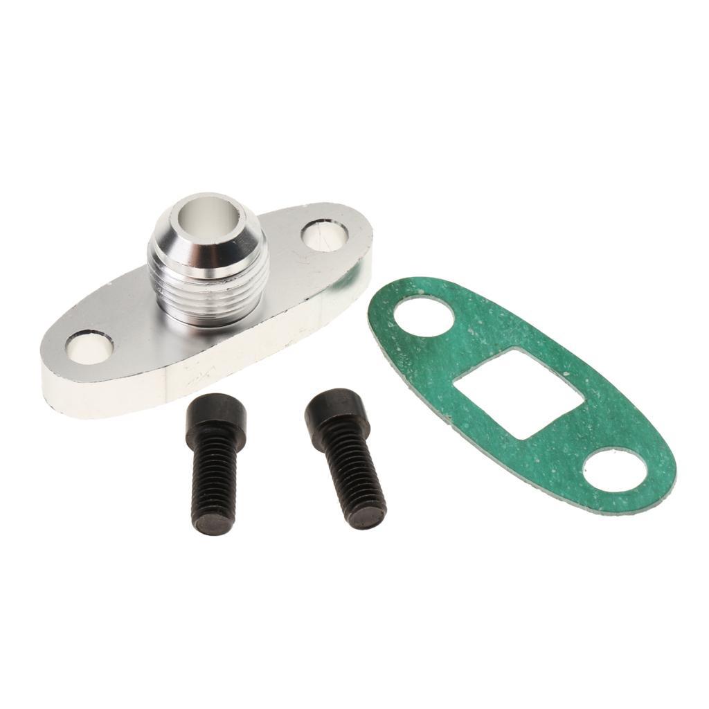 TF008 Turbo Oil Feed Inlet Flange + Gasket Adapter Kit 10AN Fitting T3 T4 Center Hole Threaded