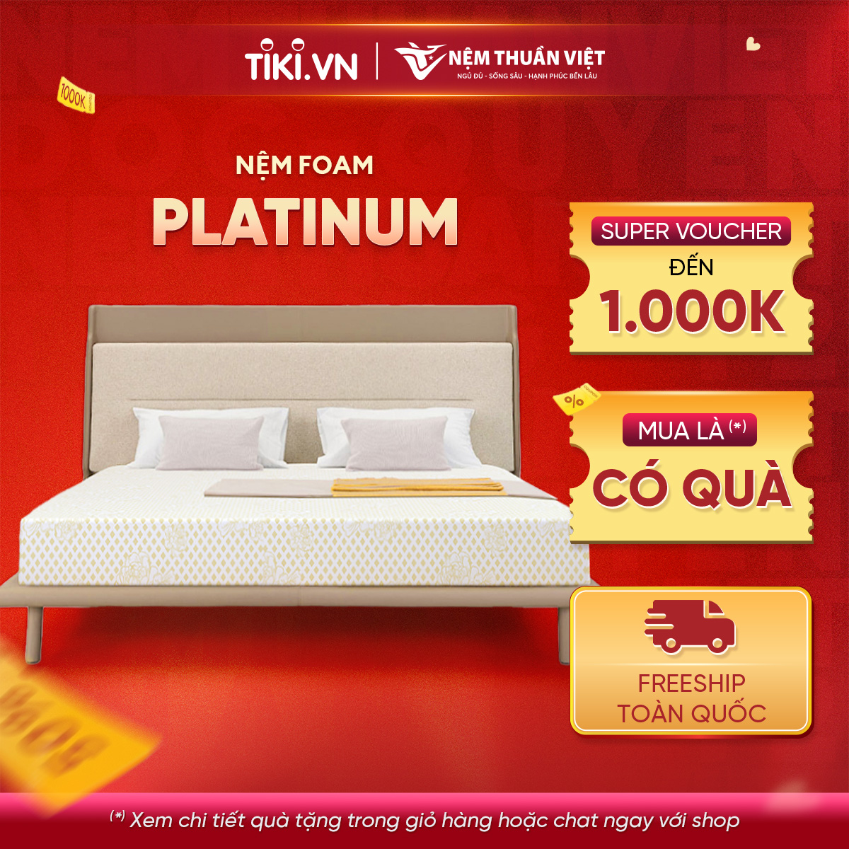 Nệm Foam Cao Cấp Thuần Việt Platinum Công Nghệ Hoa Kỳ, Kháng Khuẩn Tối Ưu