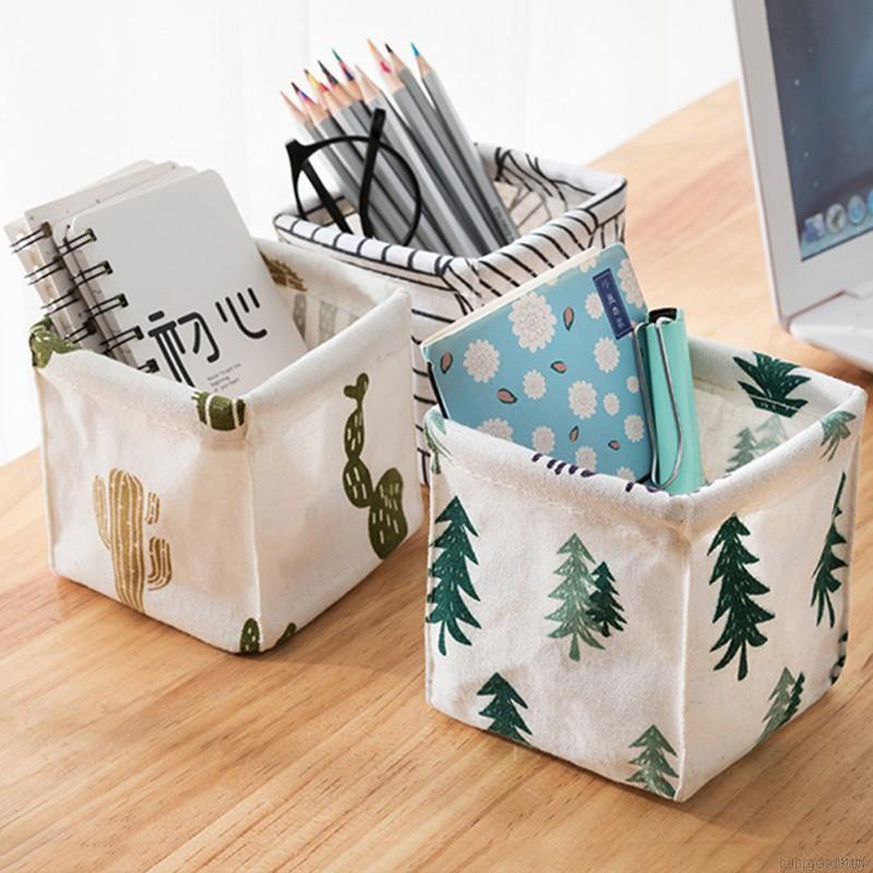 Túi Vải Lanh Cotton Họa Tiết Kẻ Sọc Đựng Đồ Tiện Dụng