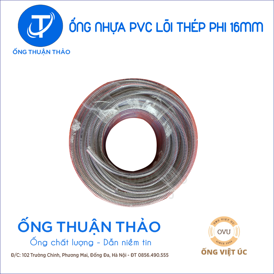 Ống Nhựa PVC Lõi Thép Phi 16mm CUỘN 100 MÉT- Hàng Nhập Khẩu
