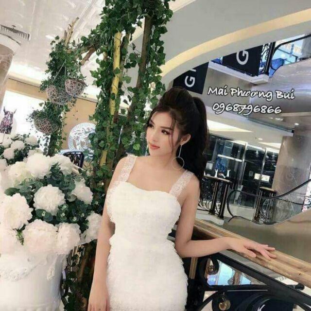 Đầm cúp ren tầng 2 dây