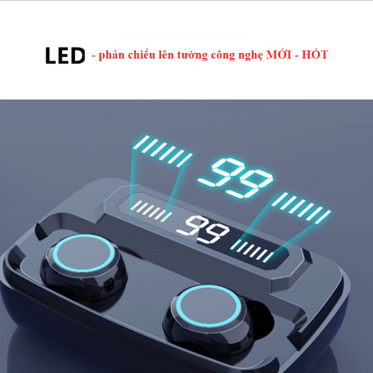 Tai nghe bluetooth không dây 5.0 Hatoza Chính Hãng - Màn LED hình kỹ thuật số, Cảm ứng 1 chạm cả hai tai, Có thể sạc điện thoại di động - HTZ08