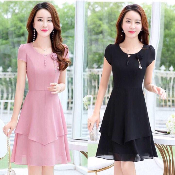 ĐẦM VOAN DỰ TIỆC KÈM HOA CỰC SANG TRỌNG-GK42
