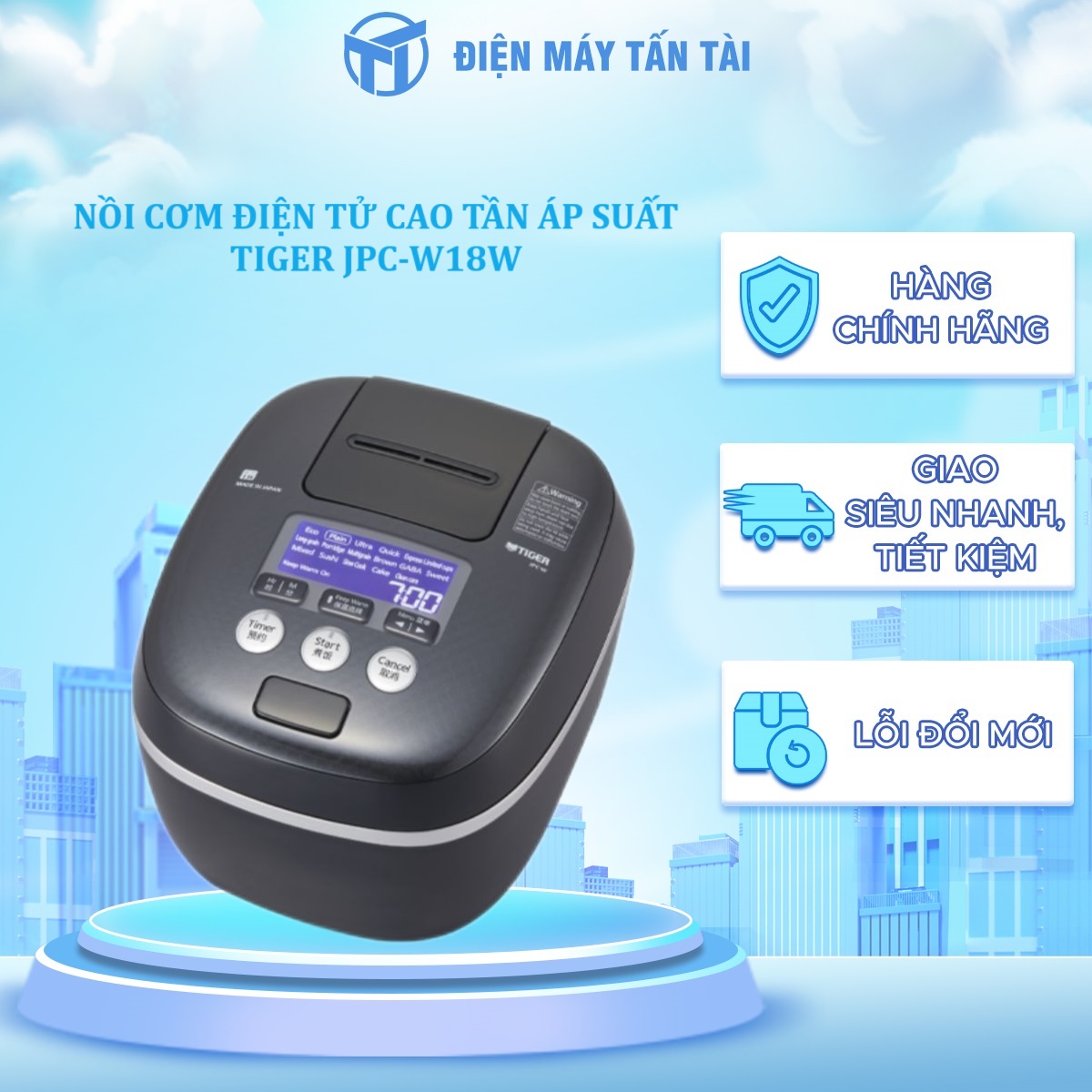 Nồi Cơm Điện Tử Cao Tần Tiger JPC-W18W 1.8 lít - Hàng chính hãng