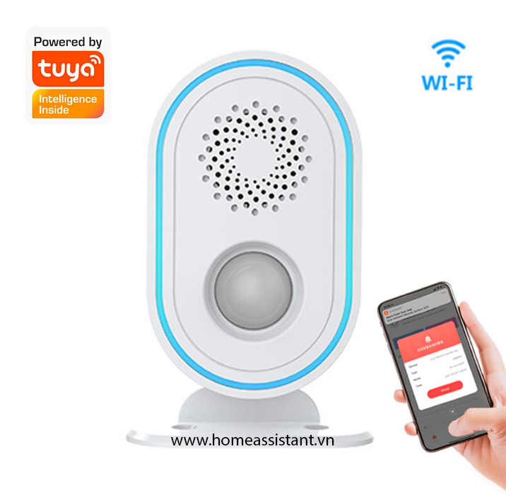 Chuông Báo Khách Kiêm Trung Tâm Báo Trộm Wifi Tuya BK01