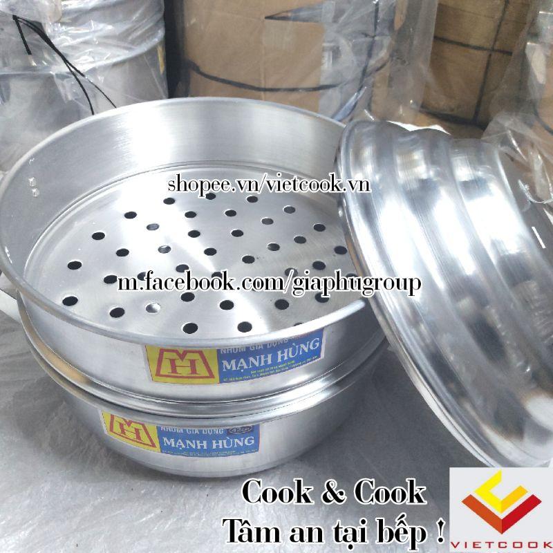 Bộ xửng hấp size 40 Nhôm Mạnh Hùng chuyên Hấp bánh bao, hải sản, rau củ, hấp đồ xôi