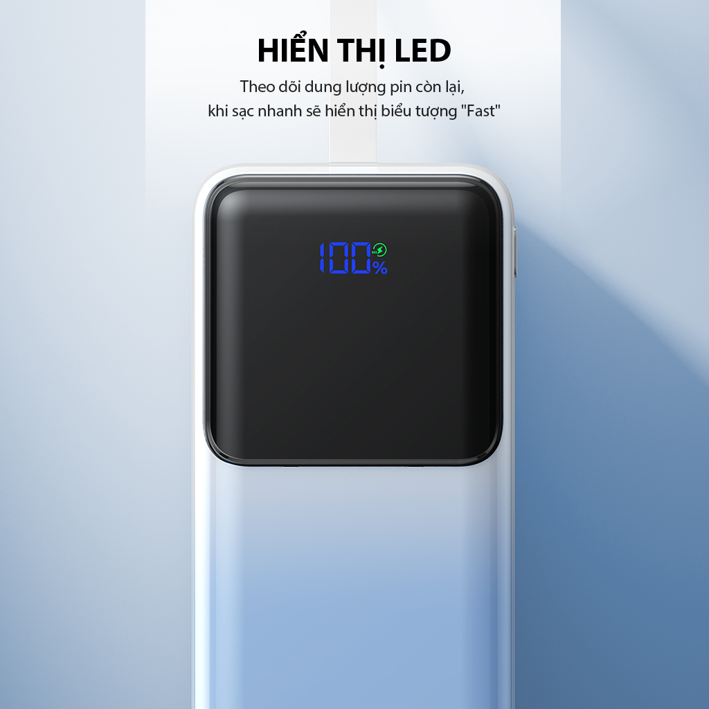 Pin Dự Phòng Sạc Nhanh VIVAN Dung lượng 30.000 mAh Sạc nhanh 22.5W QC3.0 &amp; PD 2 cổng sạc vào 3 cổng sạc ra VPB-D30 BH 12 THÁNG - HÀNG CHÍNH HÃNG