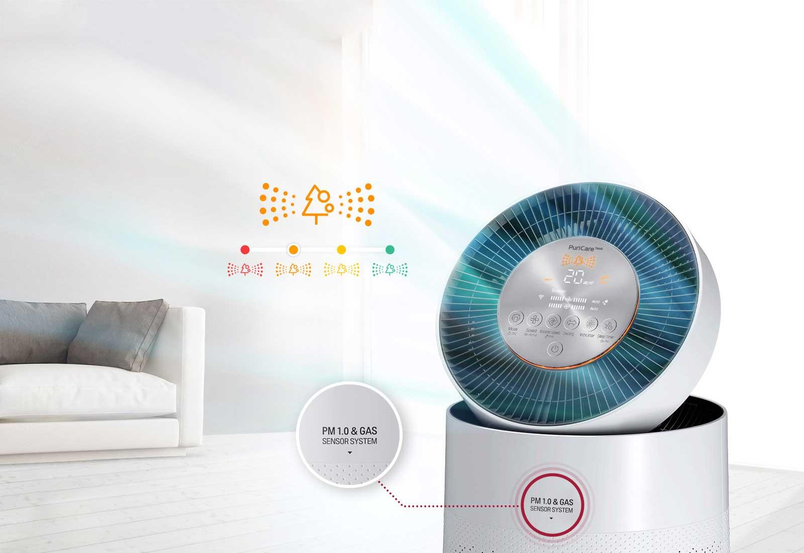 Máy Lọc Không Khí LG Puricare AS193DWFA, Cho Phòng 65m2, Cảm Biến Bụi Siêu Mịn PM 1.0, Nội Địa Hàn, BH 12 Tháng