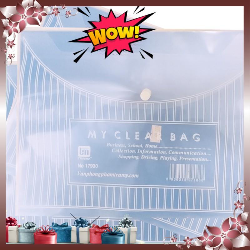 Túi Clear bag/ khuy bấm/ đựng bài kiểm tra/ file đựng tài liệu khổ A4 Trà My