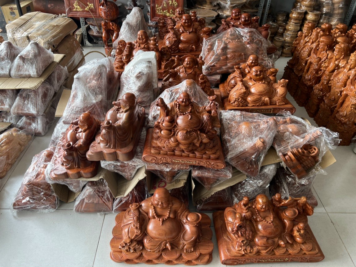 Tượng phật Di lặc ngũ phúc gỗ hương