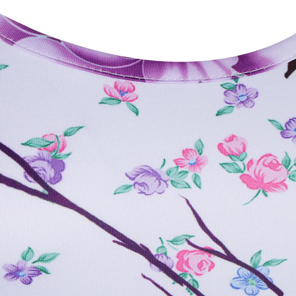Women Floral Dress Summer Sleeveless Round Neck Casual Flared Midi Dress