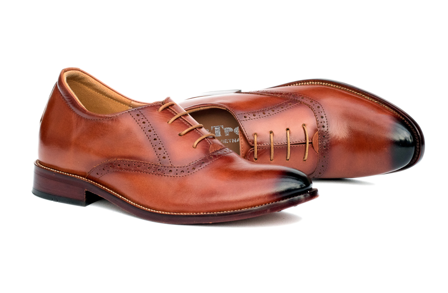 Giày Cao Nam T&TRA Tăng Cao 8Cm- S1034 Nâu Đế Da Cao Cấp- Chất Liệu Da Mộc Đánh Màu Thủ Công Patina, Phần Tăng Cao Ẩn Bên Trong