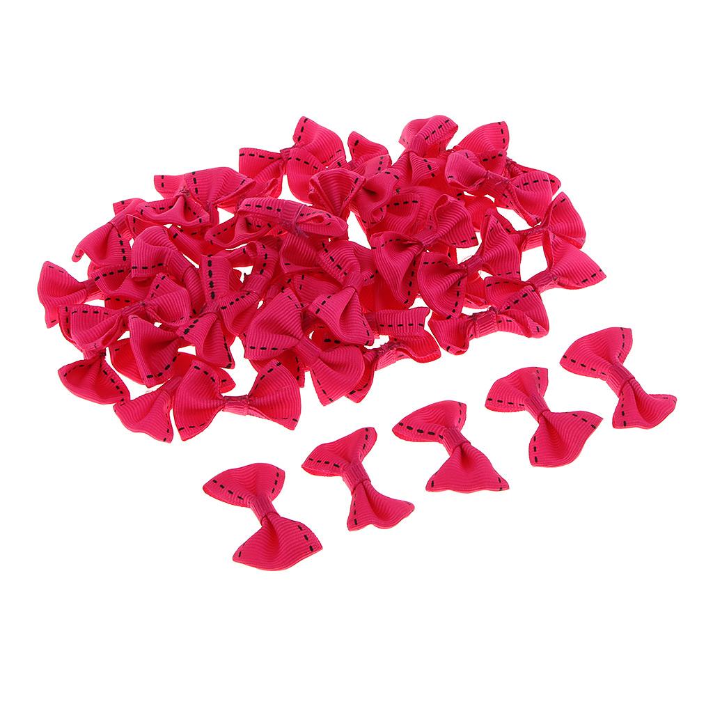 50 Pieces Cute Satin BOW Ribbon Applique Embellishments