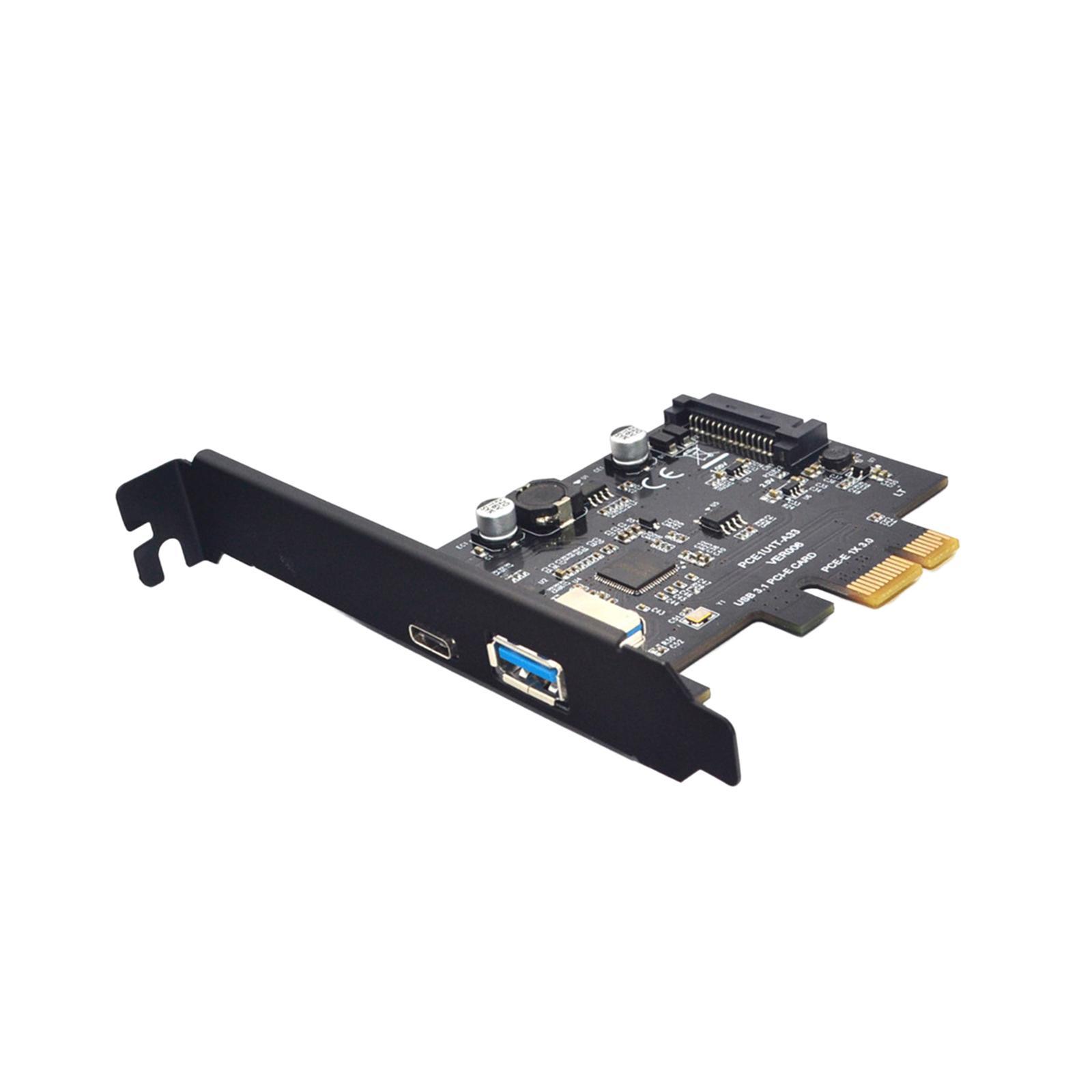 Pci-e to USB 3.1 10 Gbps USB A + USB C Expansion Card Components Easy to Install High Performance Adapter Card for Computer