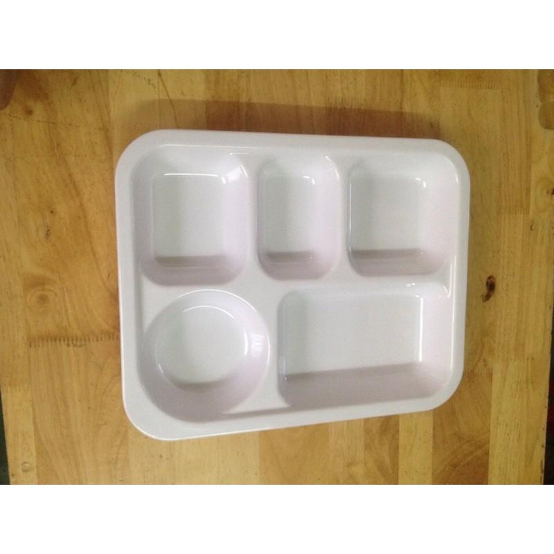 Khay nhựa melamine đựng cơm dành học sinh mầm non 29,5 × 24,5 × 4 cm cao - không nắp đậy