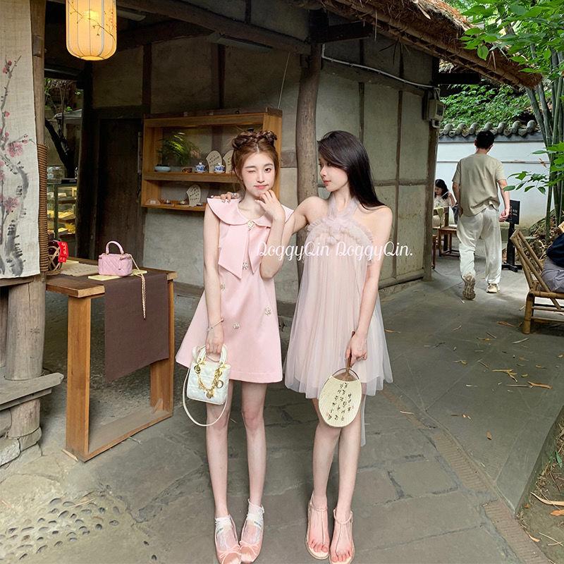DIYIWEI Búp bê Pháp cổ công chúa đầm 2023 mùa hè cao cấp cảm giác khí chất nhỏ một từ ngắn