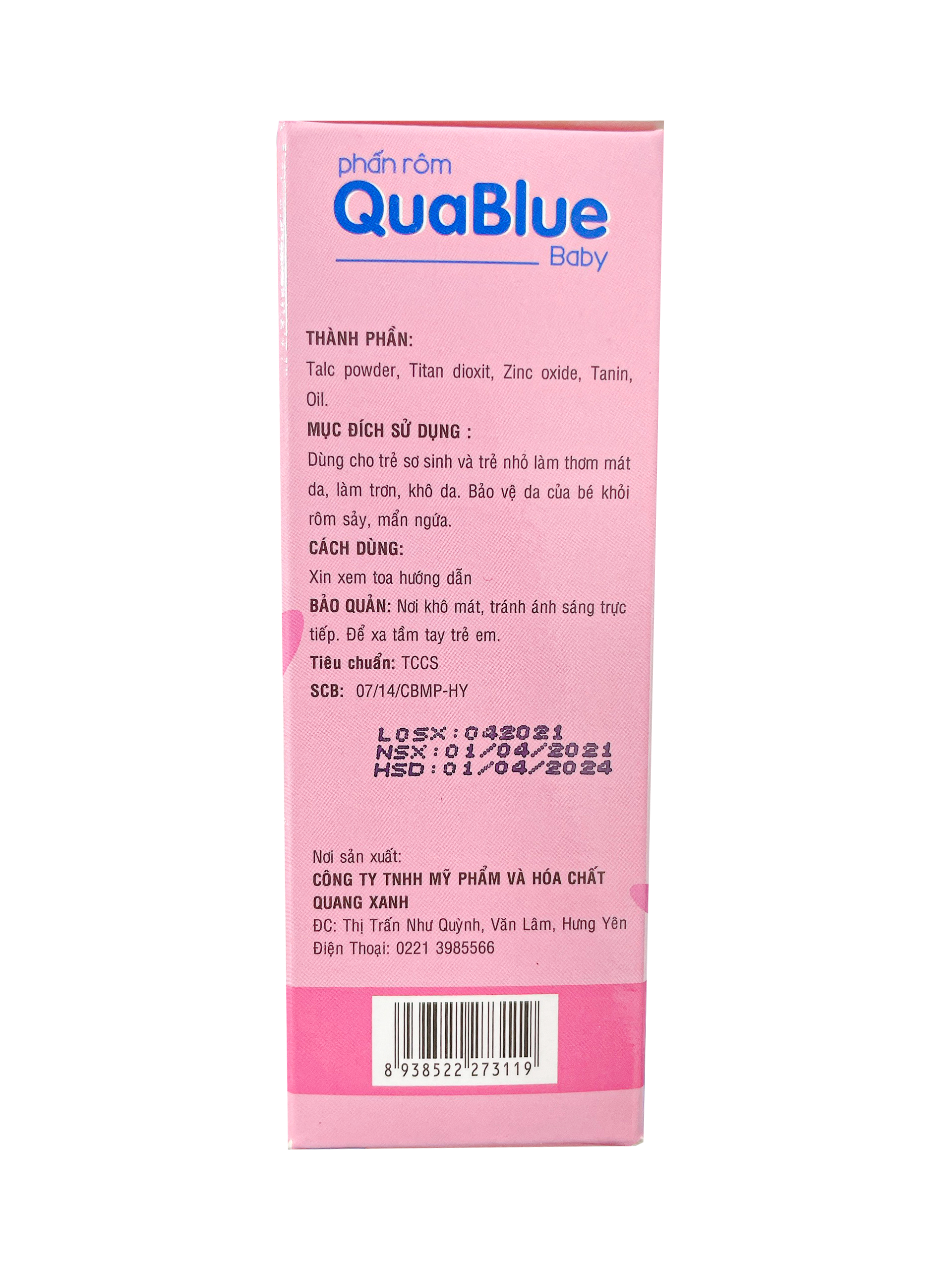 Phấn Rơm Dành Cho Bé Ngăn Ngừa Rôm Sảy Quablue Baby - Chai 60g