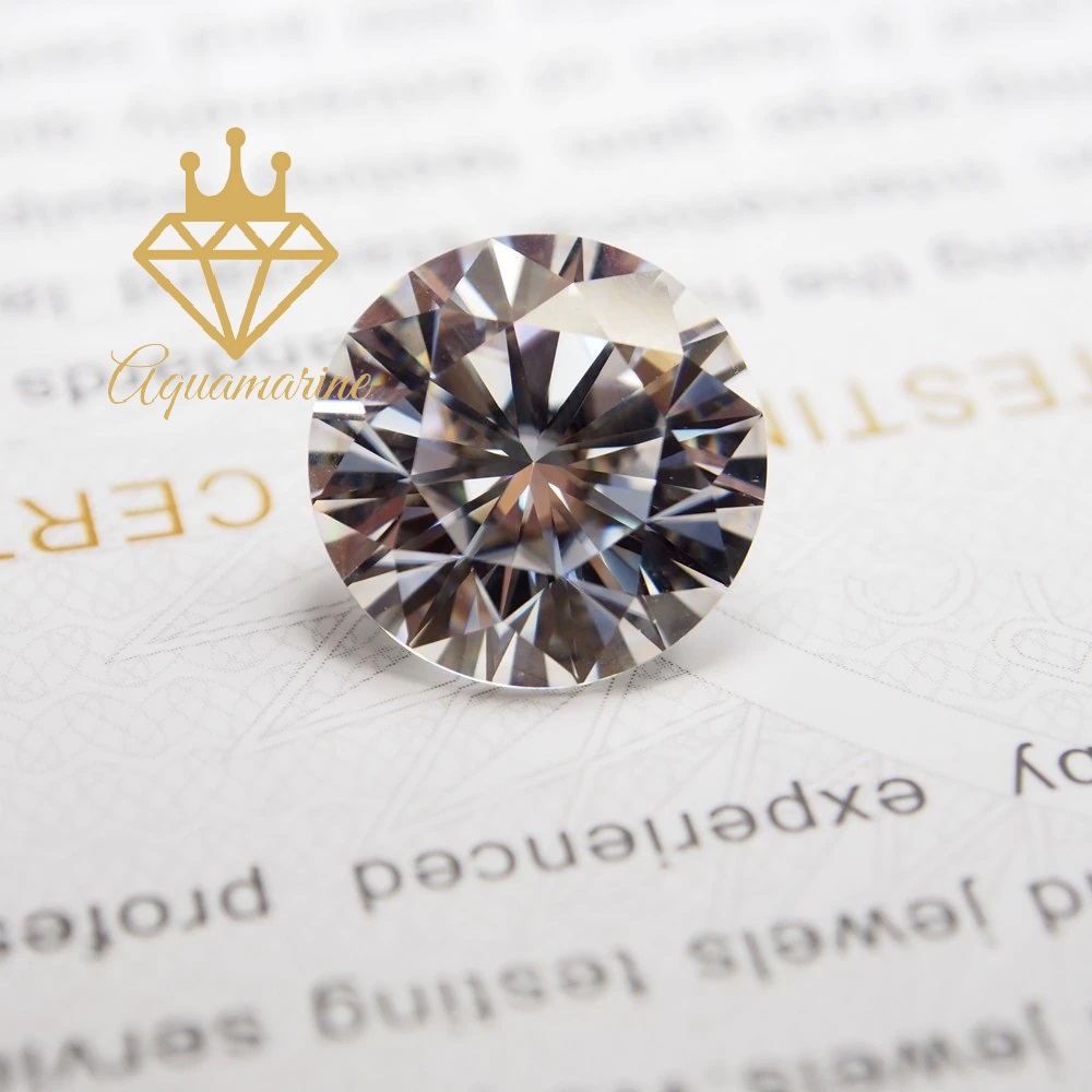 (Size từ 8-14 ly) Kim cương nhân tạo Moissanite giác cắt Round - Nước D - Độ tinh khiết FL