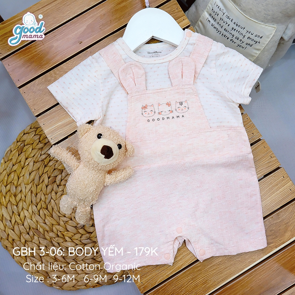 Bodysuit Cho Bé Sơ Sinh trai gái Goodmama chất liệu Cotton Organic size từ 3-12 tháng tuổi GBH3-06