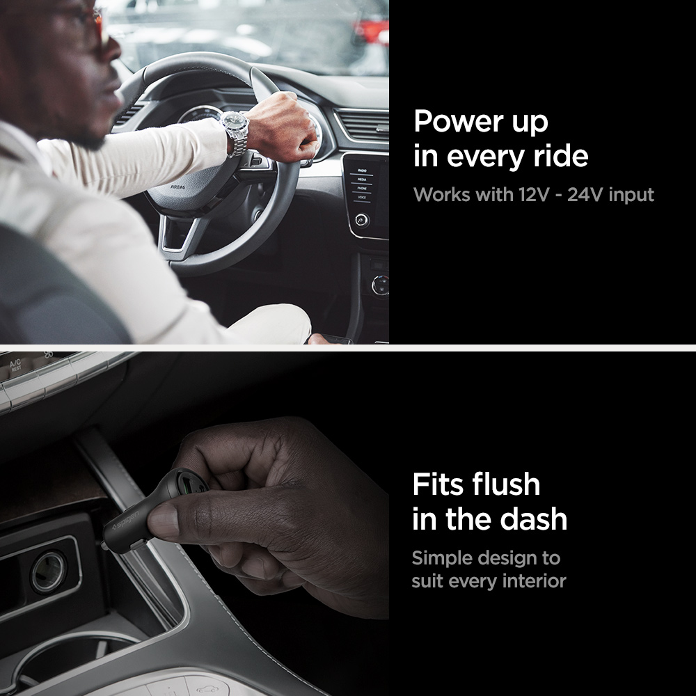 Tẩu Sạc Xe Hơi Spigen SteadiBoost Usb-C Pd3.0 Car Charger 27w - Hàng Chính Hãng