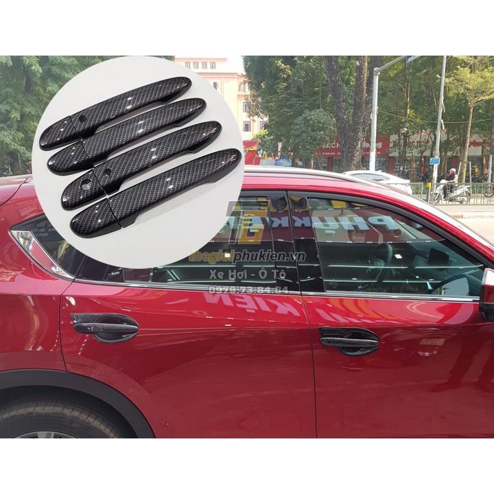 Combo bộ ốp tay nắm cửa vân Carbon và hõm cửa 3M xe Mazda CX5, CX-5 2018-2020