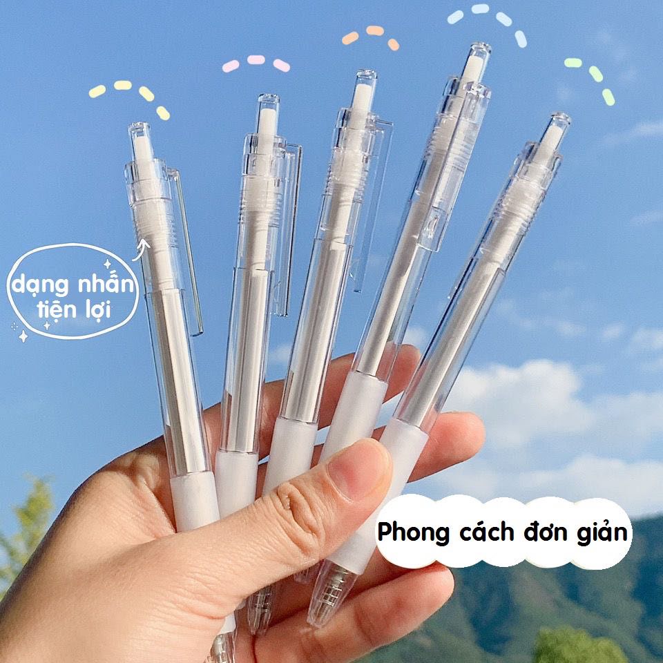 Bút Bi Nước Mực Gel Bấm Ngòi 0.5mm- Thiết Kế Vỏ Trong Suốt Phù Hợp Văn Phòng Sinh Viên Học Sinh Ghi Chép Sổ Tay - A057B