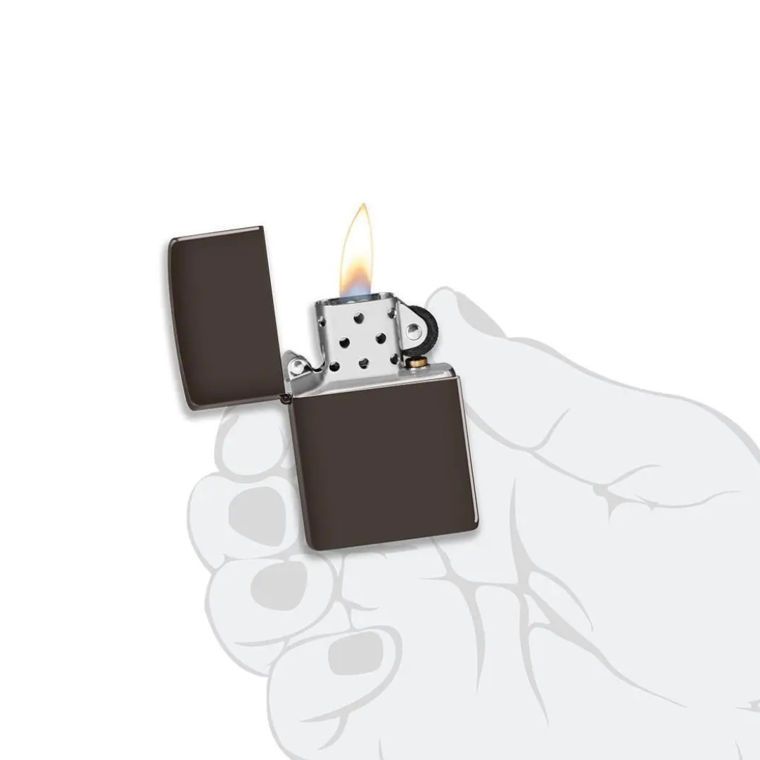 Bật lửa Zippo Brown - Dòng Màu Nâu Hạt Dẻ Bóng Mượt Chính Hãng Mỹ, Vỏ Đồng Thau Sang Trọng, Chống Gió Cao Cấp