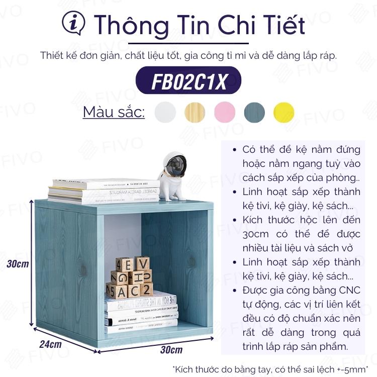 Kệ Tổ Ong Gỗ MDF FIVO FB02 Không Cửa 5 Màu Trẻ Trung Đa Năng Dễ Lắp Ráp (30 x 30 x 30 cm)- Hàng Chính Hãng