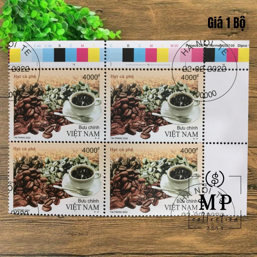 Bộ tem hoa hạt quả và cây cà phê 4 tem.