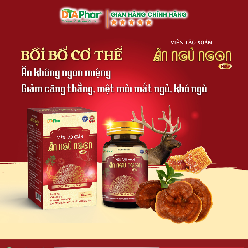 VIÊN TẢO XOĂN ĂN NGỦ NGON - Giúp Bồi Bổ Cơ Thể, Tăng Cường Tiêu Hoá, Giúp Ăn Ngon, An Thần, Giúp Ngủ Ngon, Ngủ Sâu Giấc