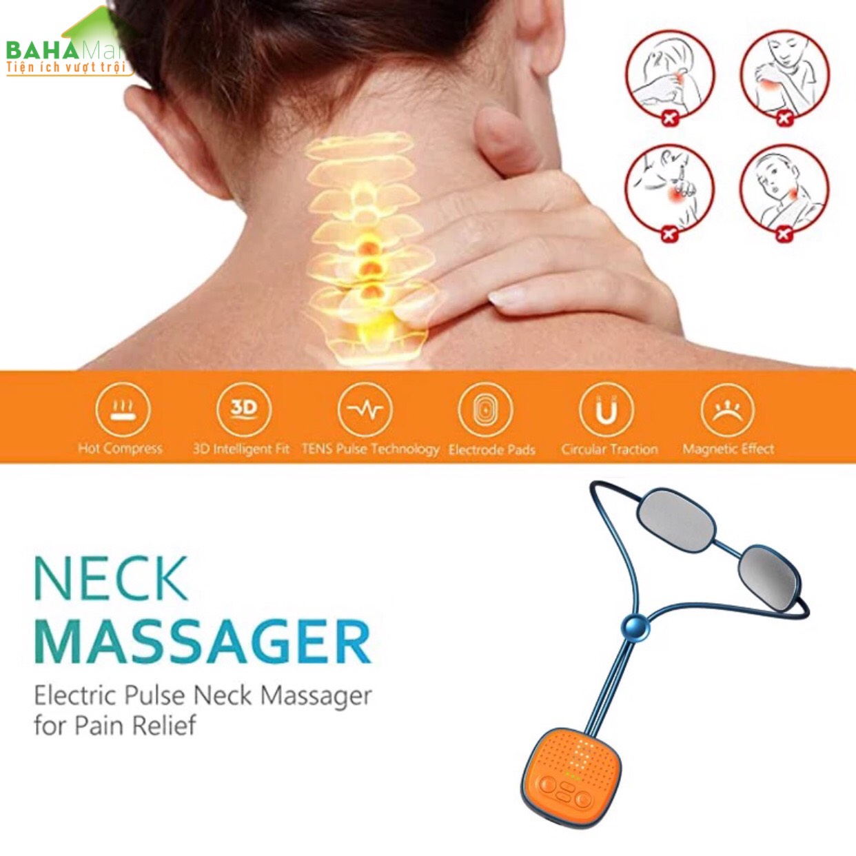 DÂY CHUYỀN MASSAGE CỔ THÔNG MINH 4D KÍCH HOẠT SÂU thiết kế độc đáo với hình dáng mặt dây chuyền ôm gọn cổ để massager với 4 chế độ, nhào, đánh bại, ép và tổng hợp, có thể giúp thư giãn cơ cổ.