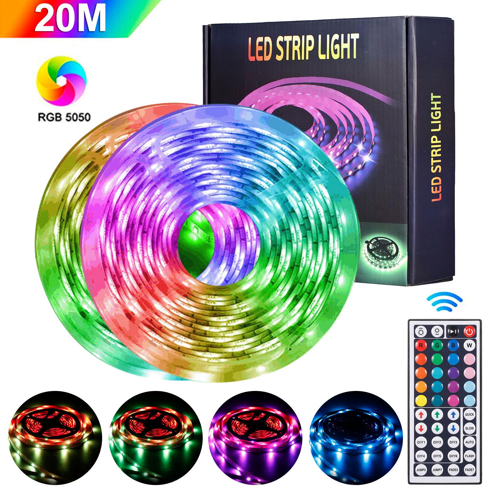 Cuộn đèn LED đổi màu 65.6ft RGB 5050 có điều khiển từ xa cho gia đình