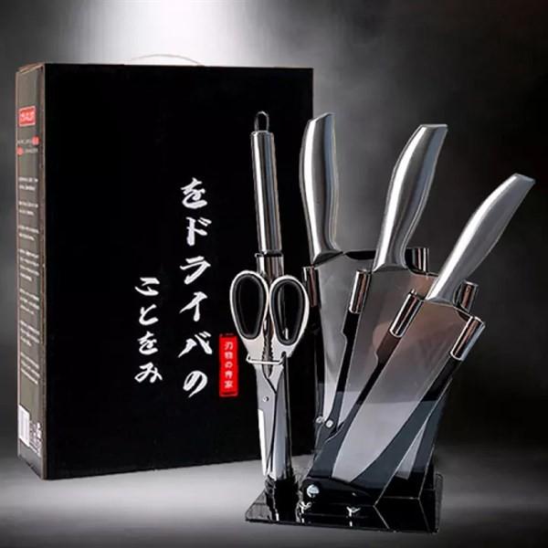Bộ Dao Nhà Bếp Cao Cấp - Dao Nhật Bản 5 món kèm giá đựng dao - Dụng cụ nhà bếp cao cấp