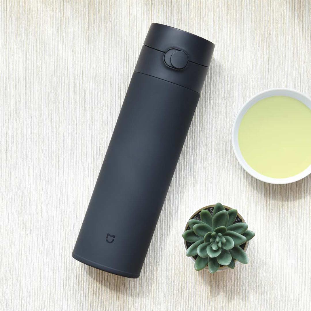 Phong cách mới nhất của cốc giữ nhiệt Mijia phiên bản nắp lò xo cho nam và nữ dung tích lớn 480mL xách tay lót inox 316L đơn giản