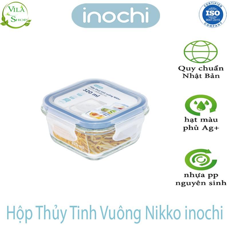 Hộp Thực Phẩm, Hộp Thủy Tinh Chịu Nhiệt Hình Vuông, Thủy Tinh Cao Cấp Inochi Sử Dụng An Toàn Trong Lò Vi Sóng