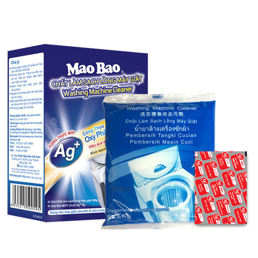 Combo 04 Hộp Chất Làm Sạch Lồng Máy Giặt Mao Bao (300g / Hộp) - Tặng Chai Nước Giặt Kháng Khuẩn Mao Bao (200g)