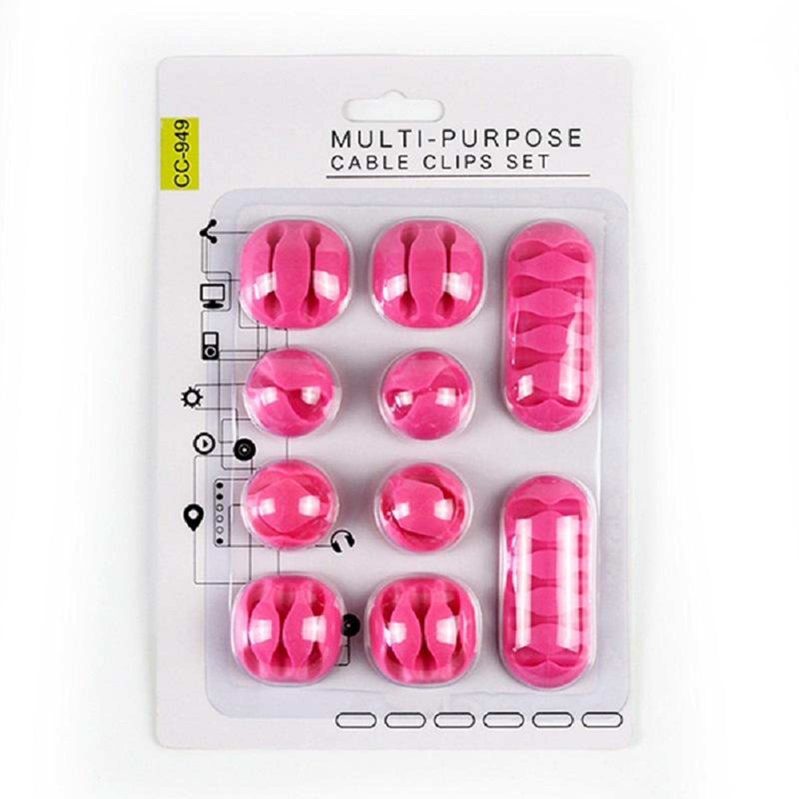 10PCS Cable Clip Winder   Organizer Holder Clips  Cord Management Black