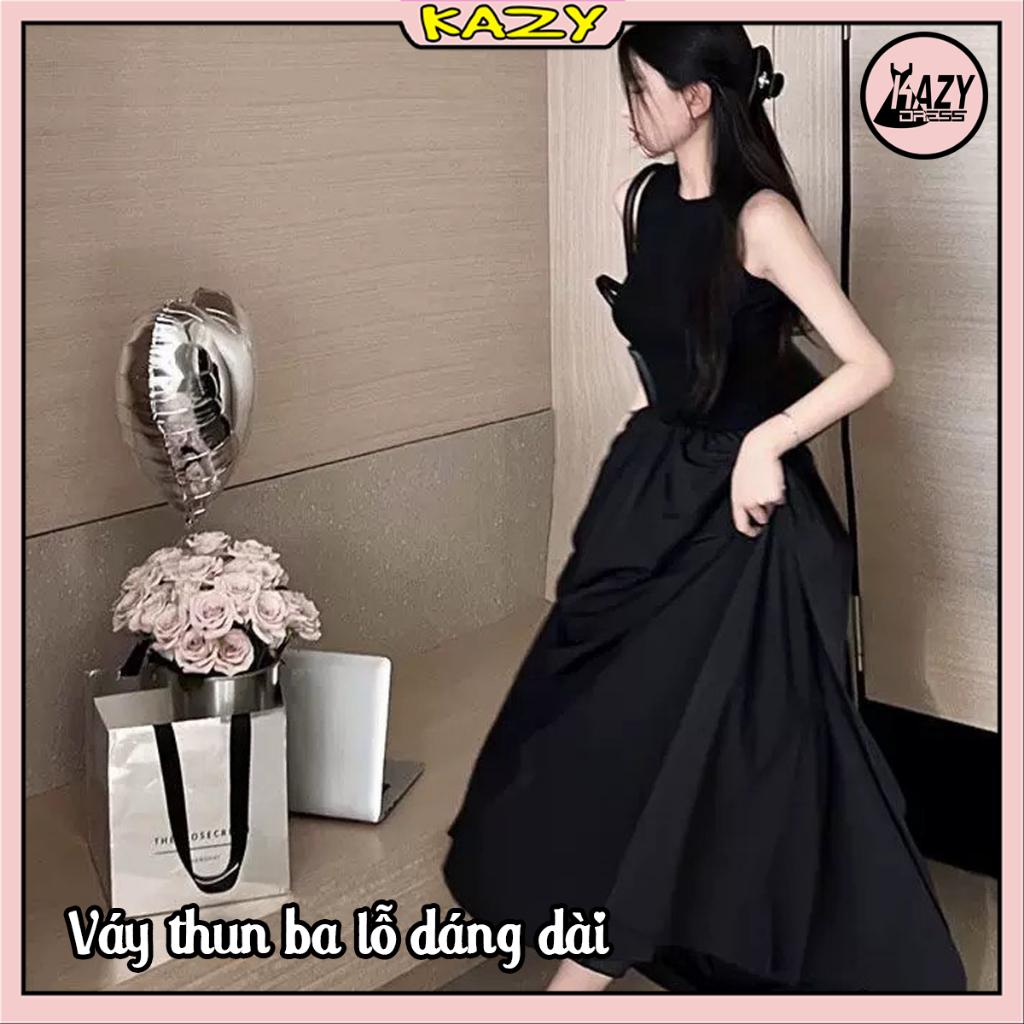 Váy thun ba lỗ dáng dài, váy khoét sau lưng dáng xòe hở lưng vừa nữ tính lại vừa sexy KAZY DRESS V025
