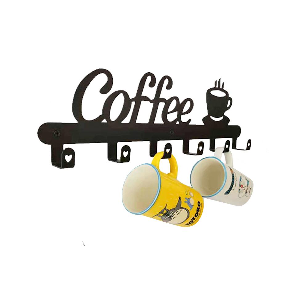 Cốc Cà Phê Giá Đỡ Với 6 Móc Kim Loại Treo Cốc Cà Phê Móc Treo Tường Treo Tường Cà Phê Giá Treo Đồ Nhà Bếp Thanh phụ Kiện