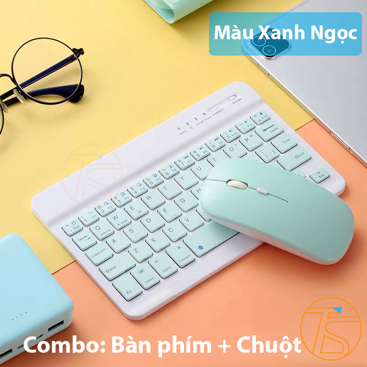 Combo chuột và bàn phím mini 10inch kết nối bluetooth cho laptop, máy tính, điện thoại