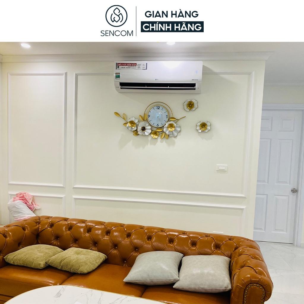 Đồng hồ treo tường nghệ thuật SENCOM hình hoa phong cách Bắc Âu decor trang trí nhà cửa mã 2106