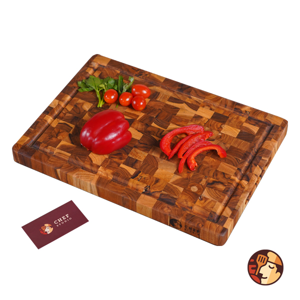 Thớt gỗ Teak Chef Studio cao cấp hình chữ nhật size 25x35x2.5 cm, đa dụng, bền đẹp, không mủn không mối mọt