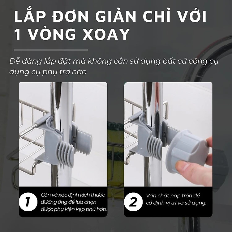 Kệ đựng đồ rửa chén bát Xoong nồi , kệ inox gắn vòi nước đa năng giá để giẻ rửa bát dụng cụ nhà bếp tiện dụng Kitchen