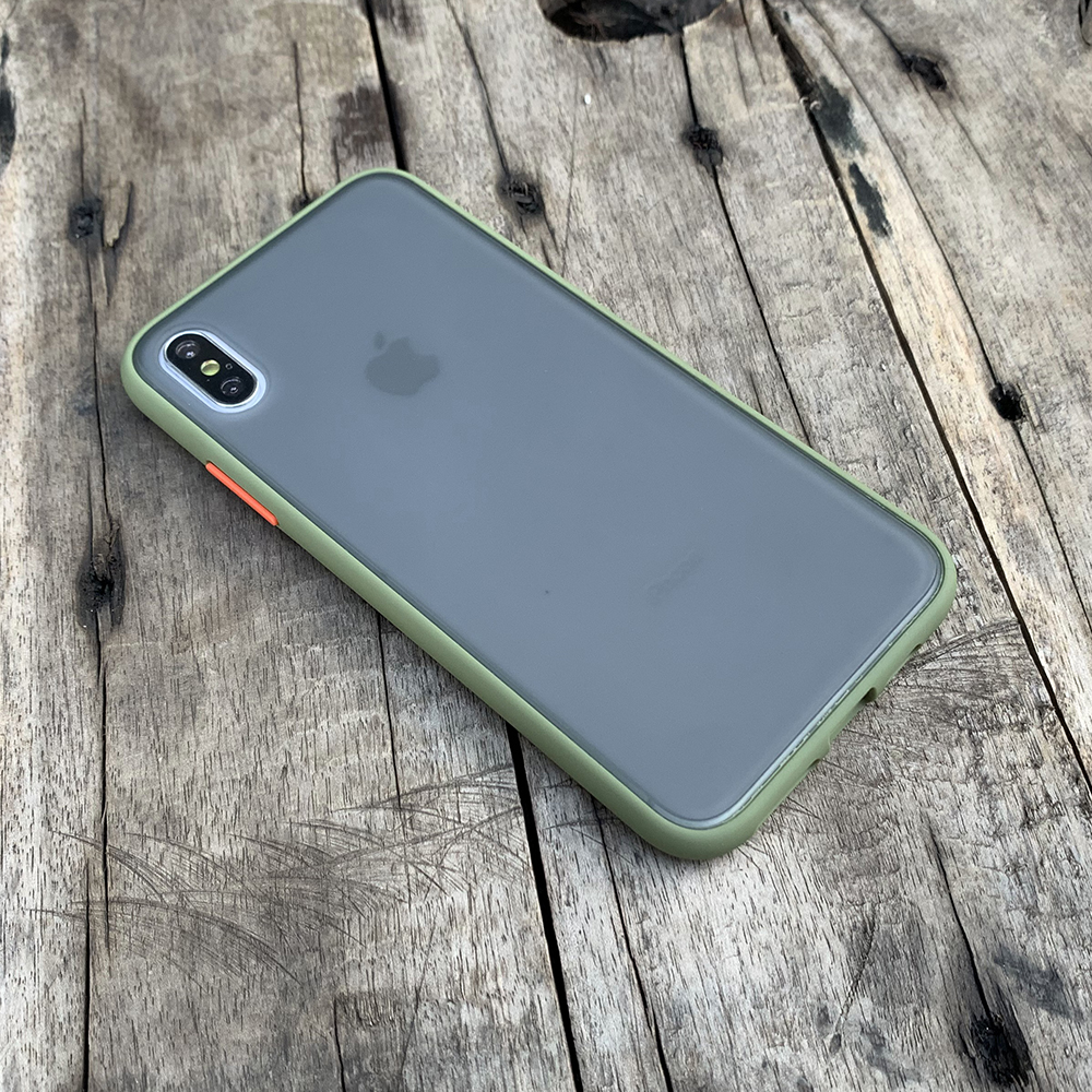 Ốp lưng chống sốc dành cho iPhone XS MAX nút bấm màu cam - Màu xanh